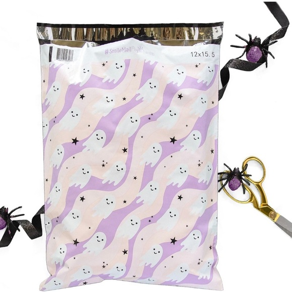 5 SETS LEFT👻10 Designer Purple Ghosts Large poly Mailers - Picture 2 of 3